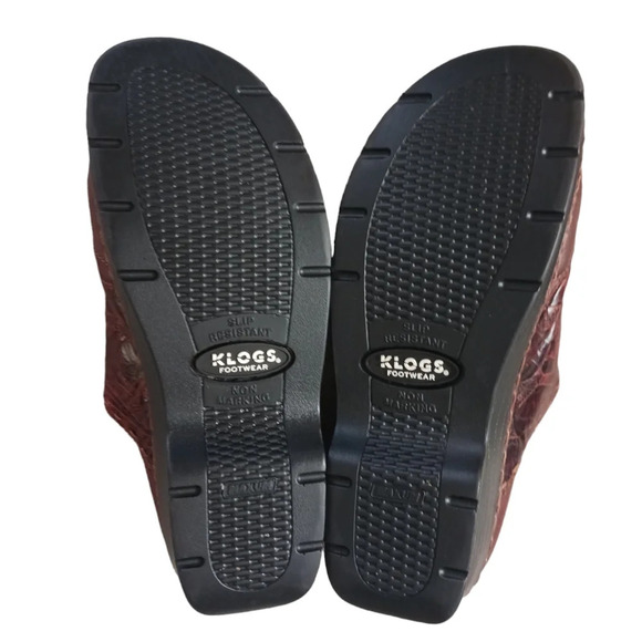 Klogs Brown Embossed Leather Slip On Comfort Mules Work Cogs size 10-10.5 - Picture 8 of 10